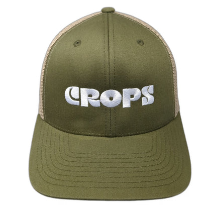 Yupoong Trucker Hat Green One Size Mesh Back Snapback CROPS Embroidery Logo Hat