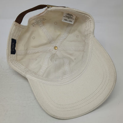 J. Crew Baseball Cap Beige One Size Leather Strapback Brass Buckle Cotton Hat