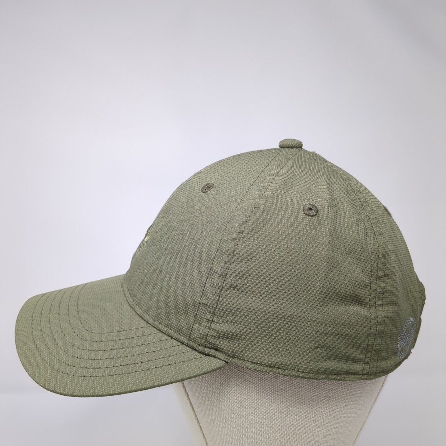 Adidas Strapback Hat Green One Size Adjustable Embroidered Vented Holes 6 Panel