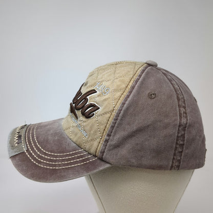 Brown 5 Panel Aruba One Happy Island Hat One Size Quilted Distressed Strapback