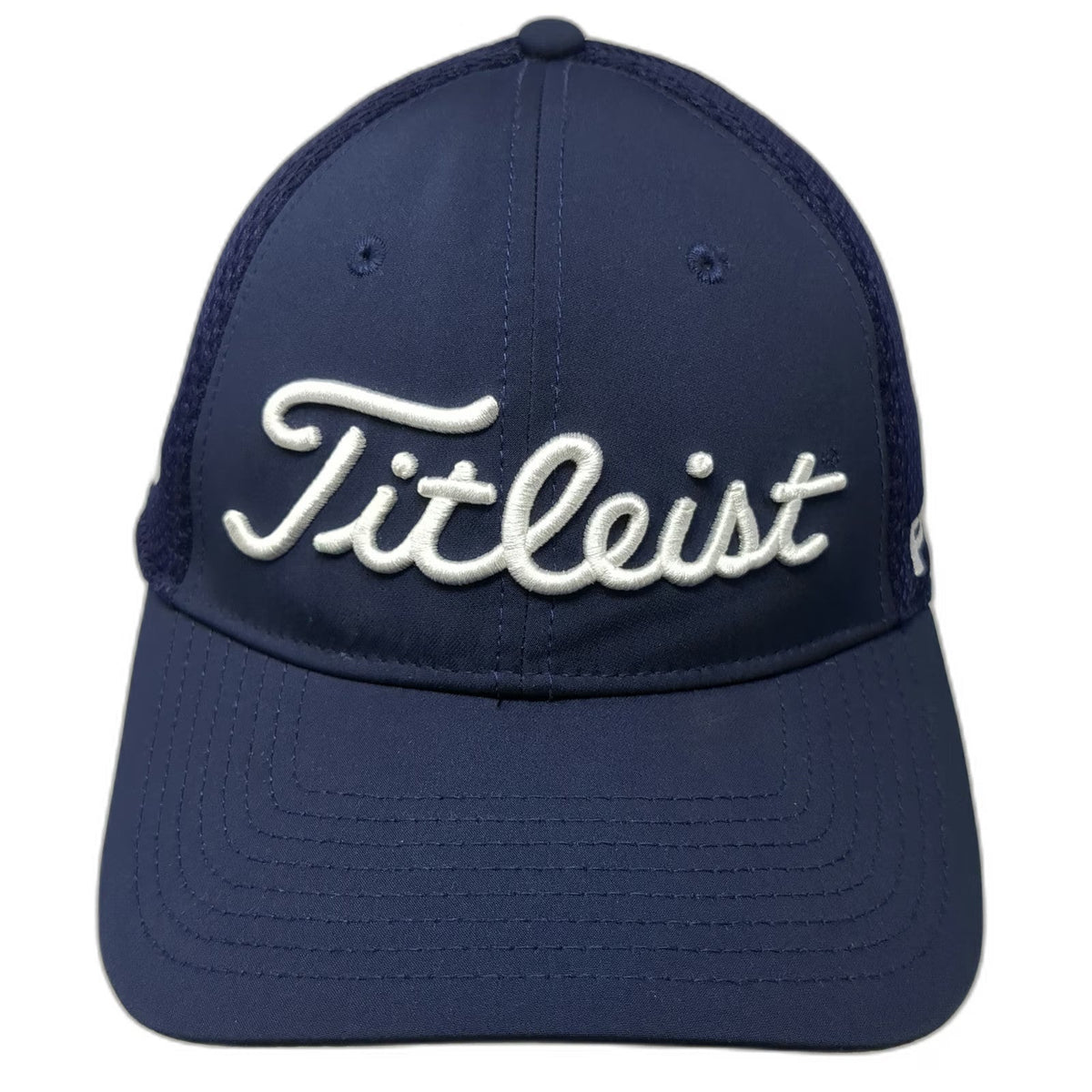Titleist Baseball Cap Blue L New Era Mesh Back Pro V1 FJ Logo Stretch Fit Hat
