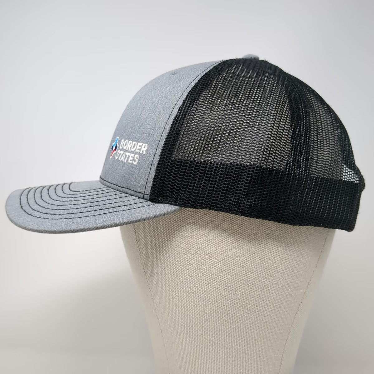 Richardson Trucker Hat Gray One Size Border States Logo Mesh Back Snapback