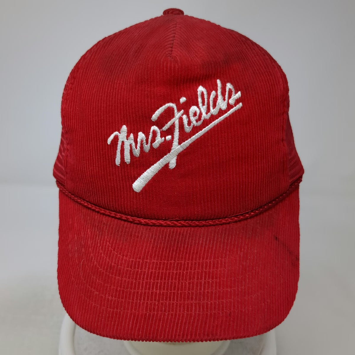 TML LTD Mrs Fields 5 Panel Red Hat One Size Corduroy Mesh Snapback Embroidered