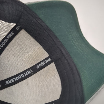 Yeti Fish Leather Patch Snapback Trucker Hat Gray One Size Mesh Back