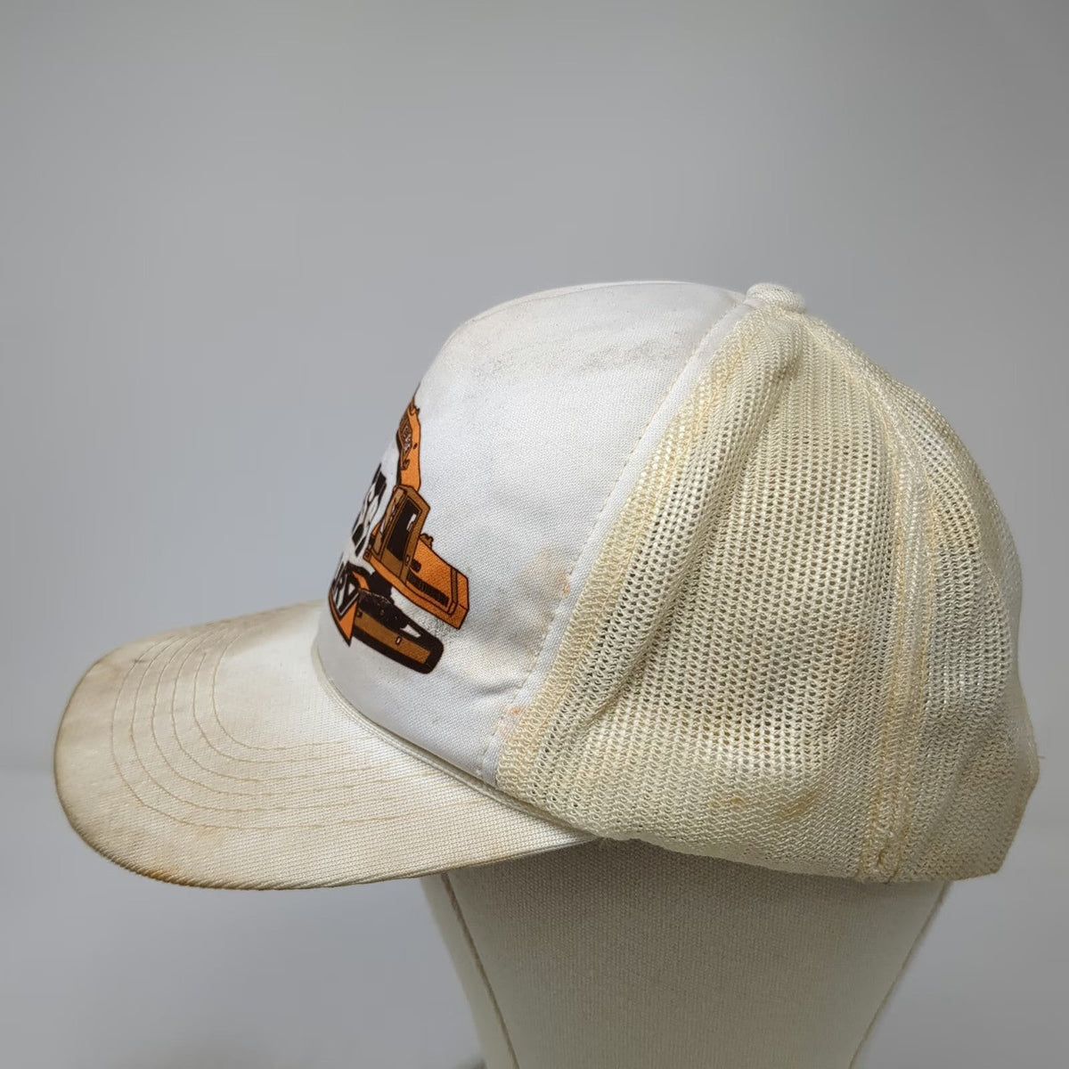 Case Century Excavator Construction Trucker Hat White One Size Mesh Snapback