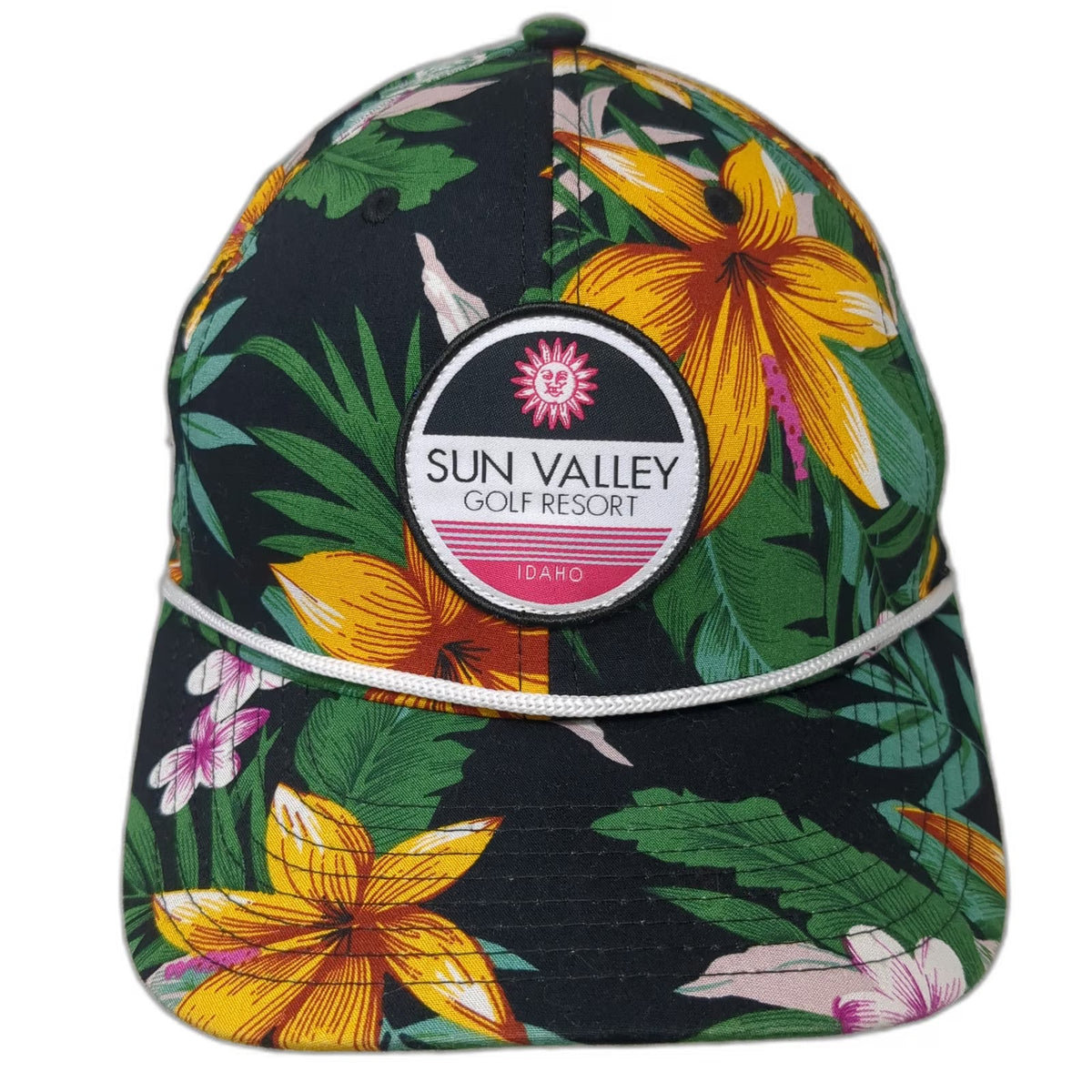 Pukka Sun Valley Golf Resort Idaho Hat Snapback Black Tropical Floral One Size
