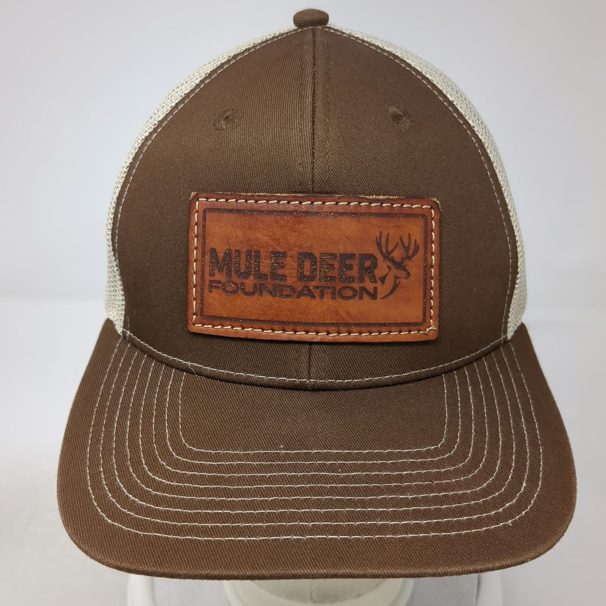 Outdoor Cap Trucker Hat Brown Beige One Size Mule Deer Foundation Volunteer