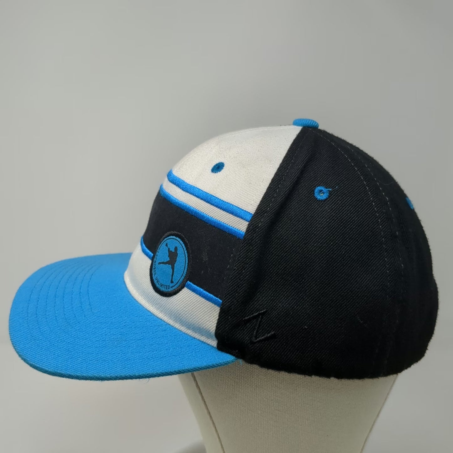 Zephyr Snapback Blue White Black One Size Lacrosse Unlimited Striped Player Hat