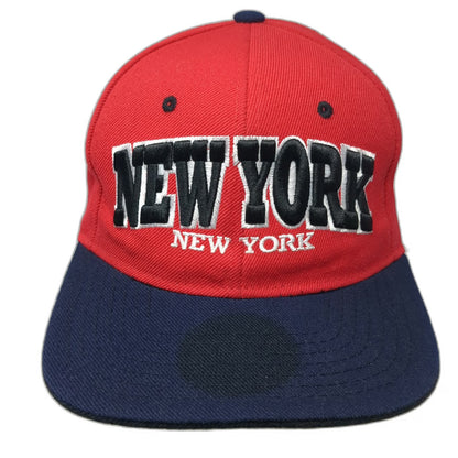 Kipa Snapback Hat Red Blue One Size New York Embroidered Flat Brim Two Tone