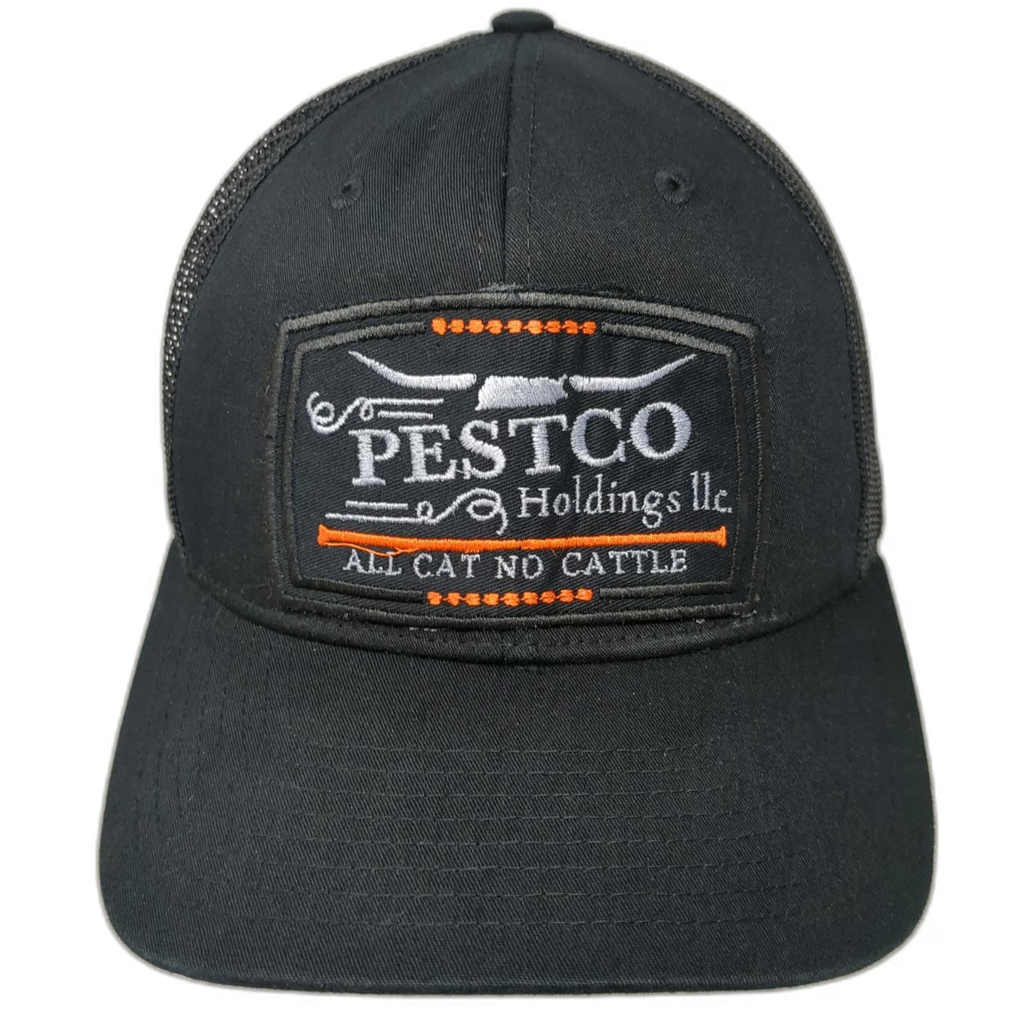 Richardson Trucker Hat Black One Size Pestco Holdings All Cat No Cattle Patch