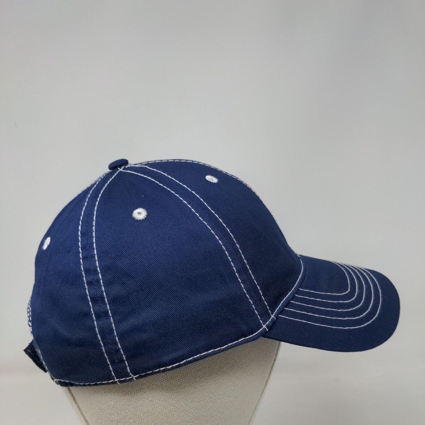 Unbranded Strapback Hat Blue OSFM Adjustable Vented Holes 6 Panel Blank
