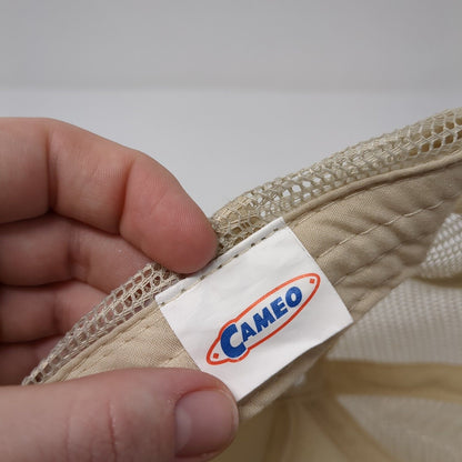 Letter T Logo Snapback Rope Trucker Hat Tan One Size Mesh Back Cameo