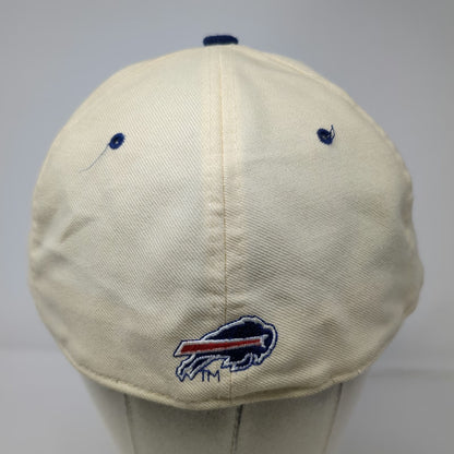 New Era Cap Beige Blue 7 5/8 Buffalo Bills 5950 Wool Made in USA Hat Vintage NFL