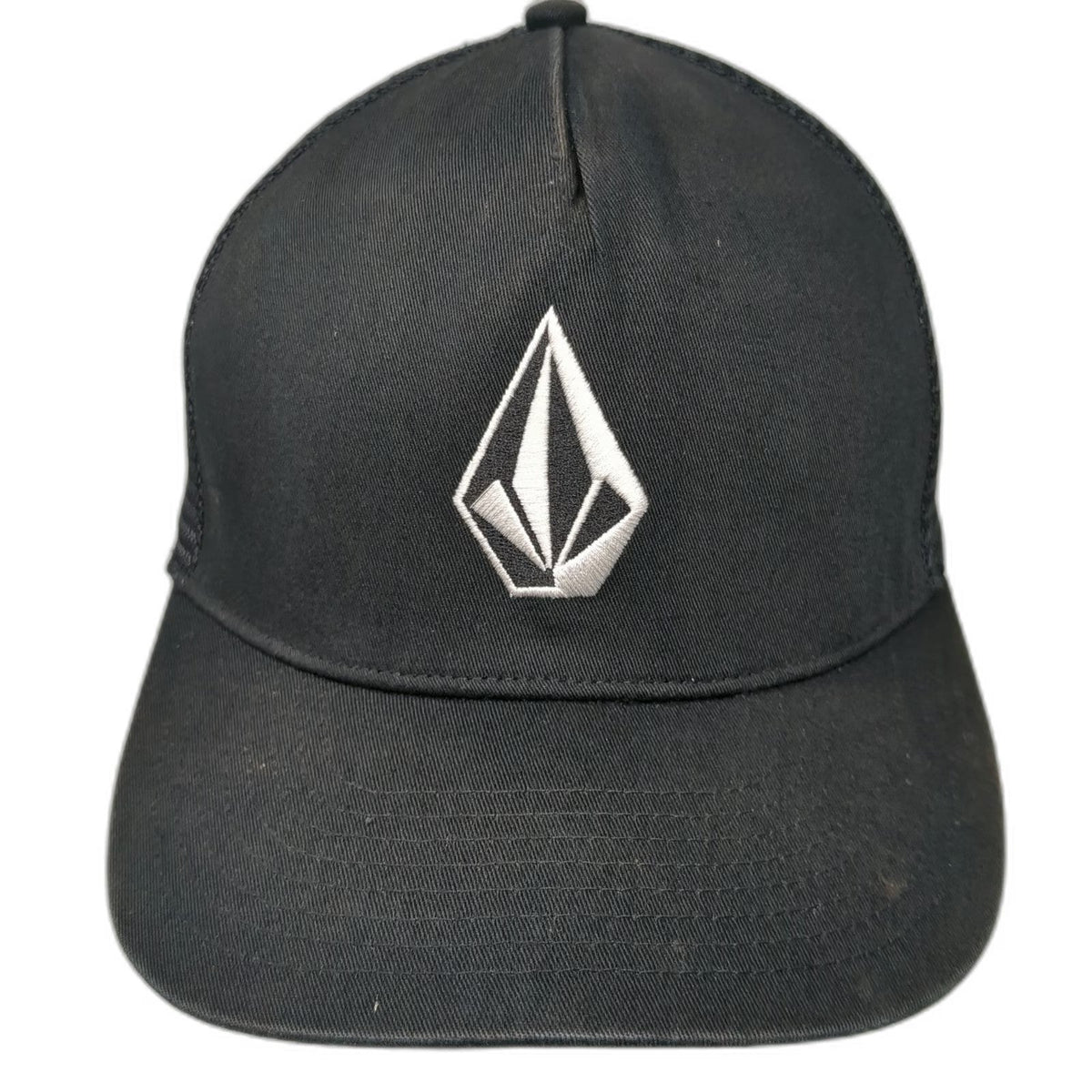 Volcom Trucker Hat Black OSFM Snapback Mesh Embroidered Stone Logo Structured