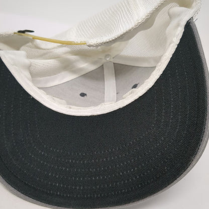 Outdoor Cap Trucker Hat Gray White OSFM Snapback Twin City Tile Leather Patch
