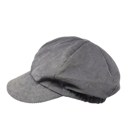 JH Stretch Fitted Newsboy Cap Hat Gray Medium Corduroy Blank Outdoor