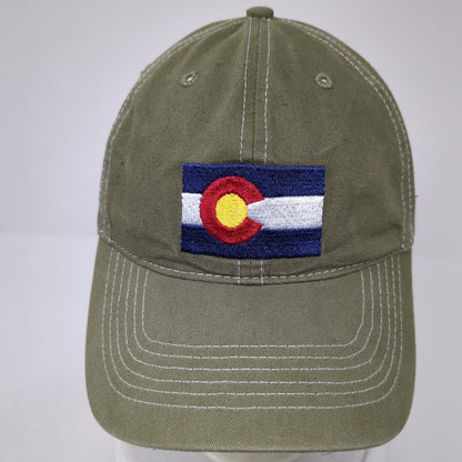 Colorado Flag Strapback Hat Green One Size Adjustable Embroidered