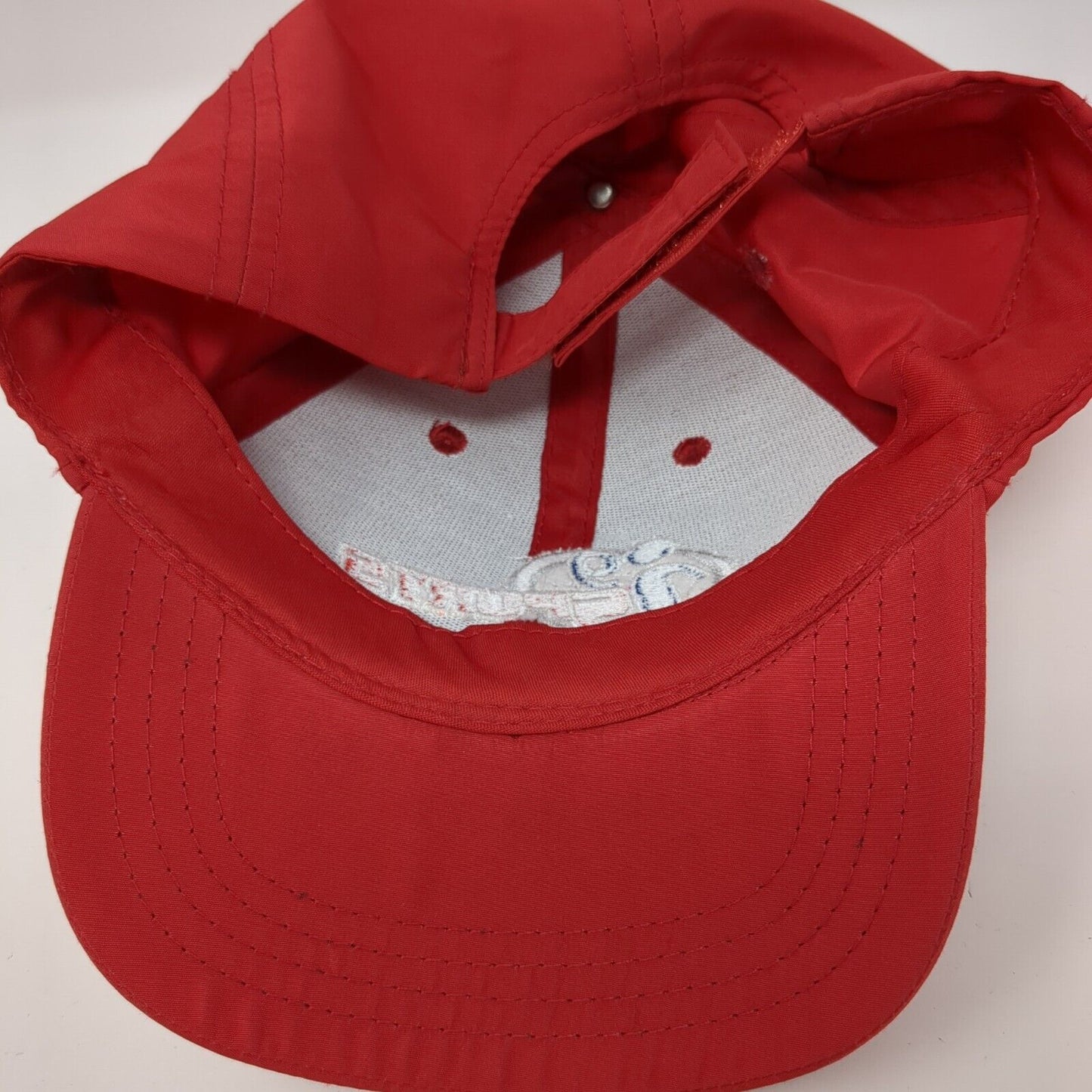 i9 Sports Strapback Hat Red OS Adjustable Embroidered Vented Holes Polyester