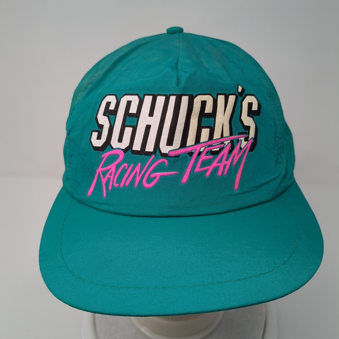 Schuck's Racing Team Snapback Hat Green One Size Adjustable Lightweight Nylon