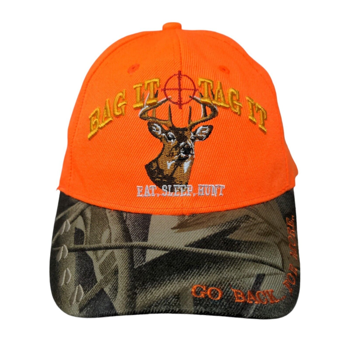 Bag It Tag It Eat Sleep Hunt Strapback Hat Multi OSFA Embroidered 6 Panel