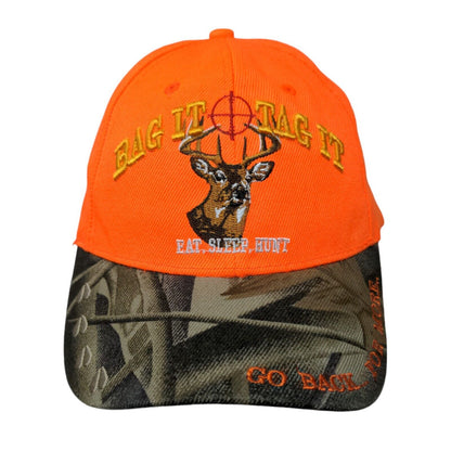 Bag It Tag It Eat Sleep Hunt Strapback Hat Multi OSFA Embroidered 6 Panel