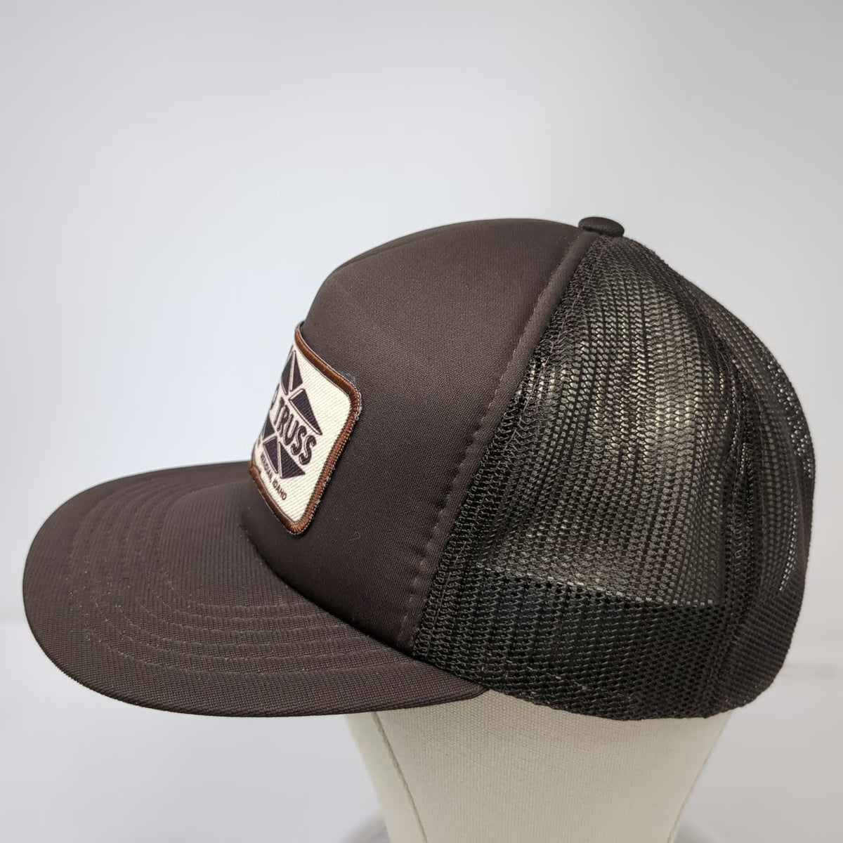 Brown Trucker Hat Idaho Truss Meridian Mesh Snapback Foam Front Patch Vintage