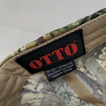 Otto Men's Strapback Black and Camo Hat Size OSFM Embroidered TU Logo