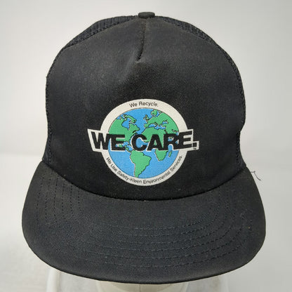 Safety-Kleen We Care Recycle Earth Trucker Hat Black One Size Snapback Made USA