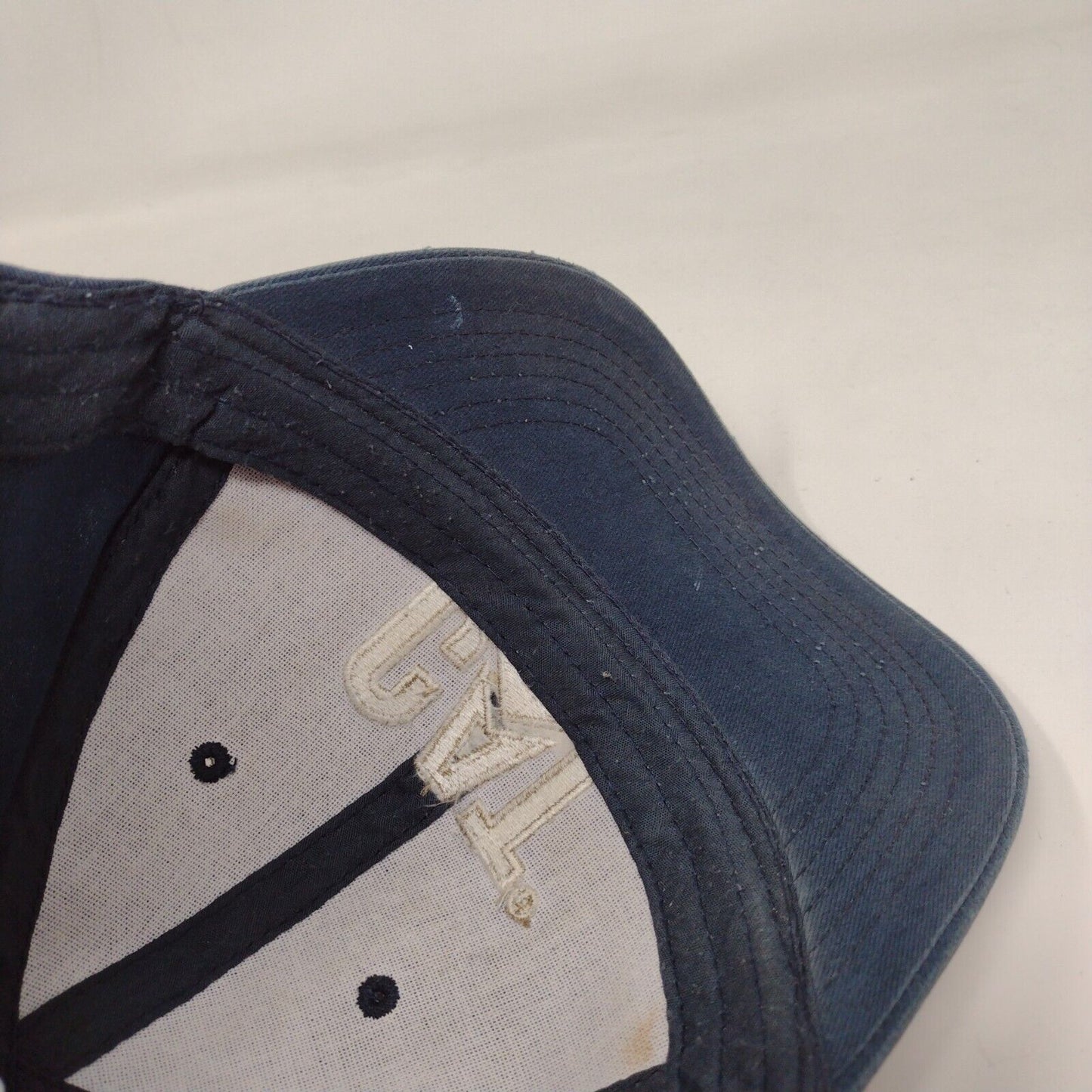 CAT Strapback Hat Blue One Size Solid Embroidered 6 Panel Vent Holes