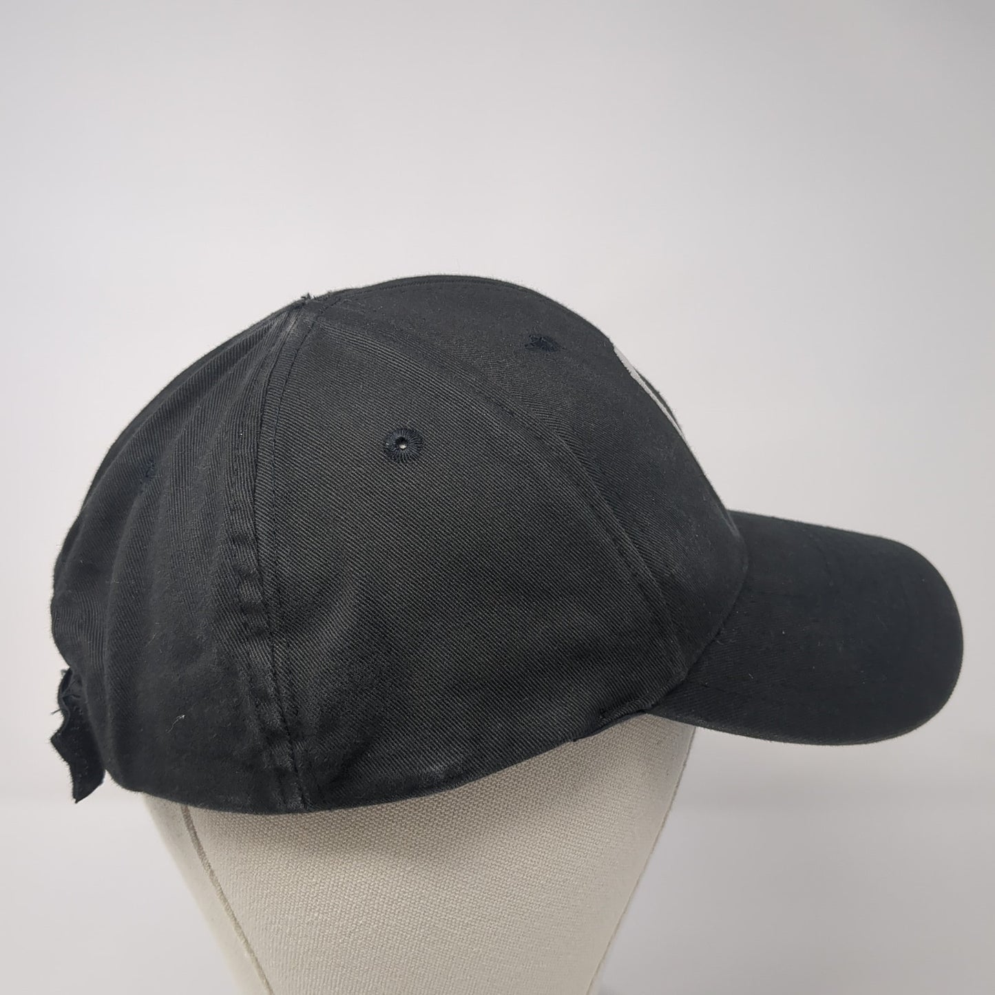 C Strapback Baseball Cap Black One Size Adjustable Embroidered 6 Panel TCK