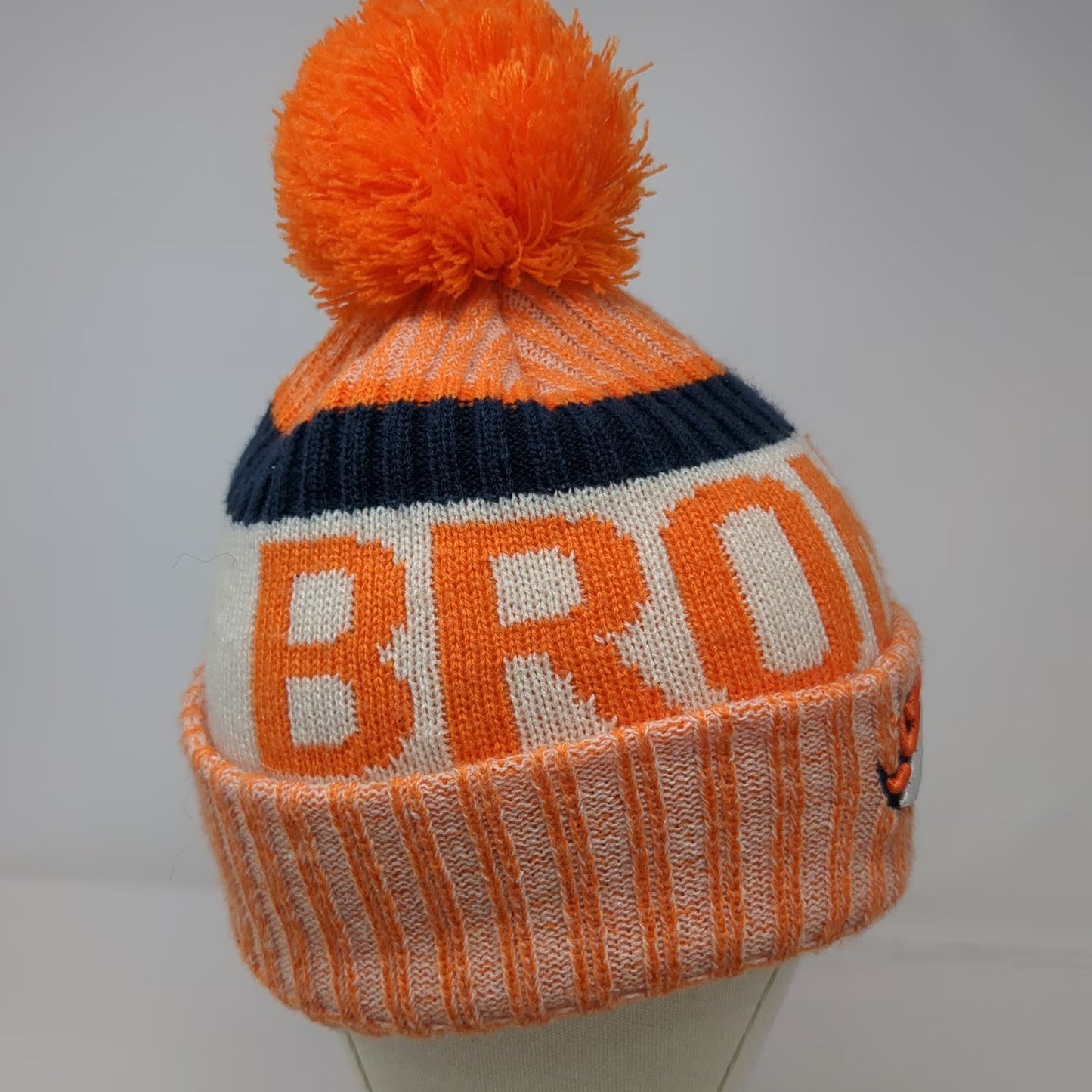 Denver Broncos NFL New Era Beanie Orange Blue White One Size Pom Patch Knit Hat