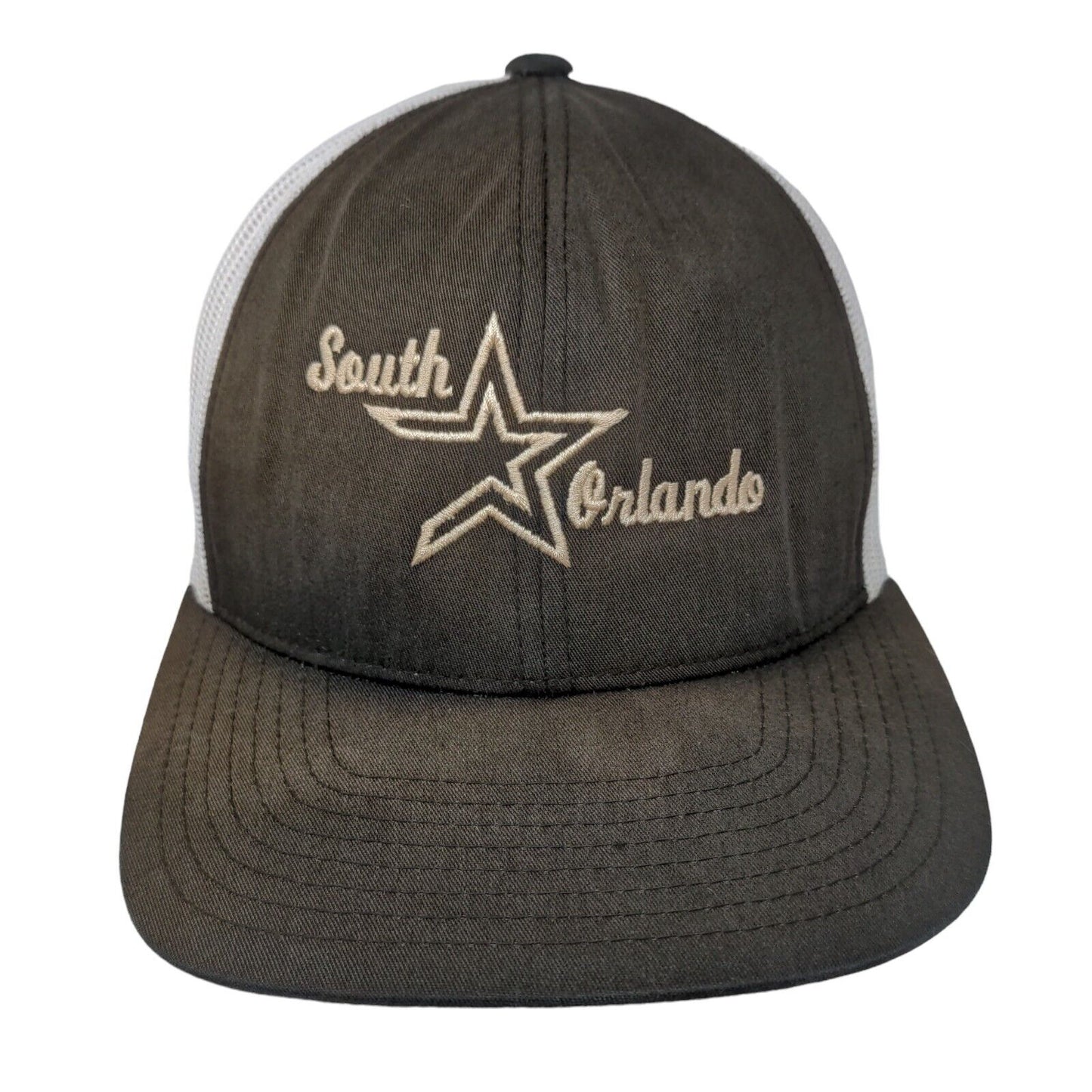South Orlando Snapback Mesh Back Trucker Hat Brown Embroidered Pacific