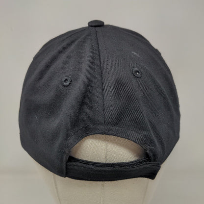 Smiley Face Strapback Hat Black One Size Adjustable Embroidered 6 Panel Cotton