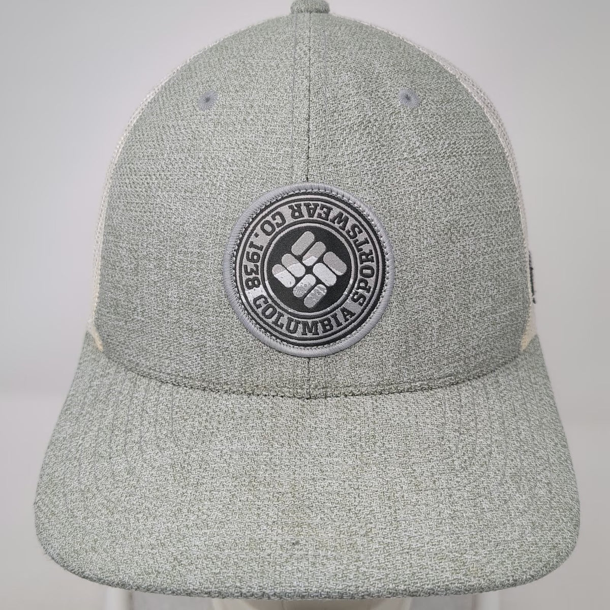 Columbia Trucker Hat Gray White One Size Mesh Snapback Logo Patch Fishing Sun