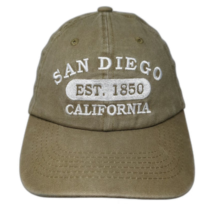 Brown Baseball Cap San Diego California Est 1850 One Size Hat Strapback Cotton