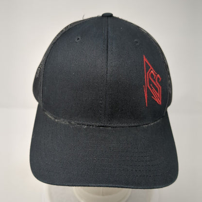 Richardson Snapack Mesh Back Trucker Hat Black One Size Logo Embroidered