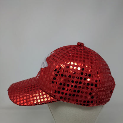 Sequin Star Strapback Hat Red One Size Adjustable Lightweight 6 Panel Blank