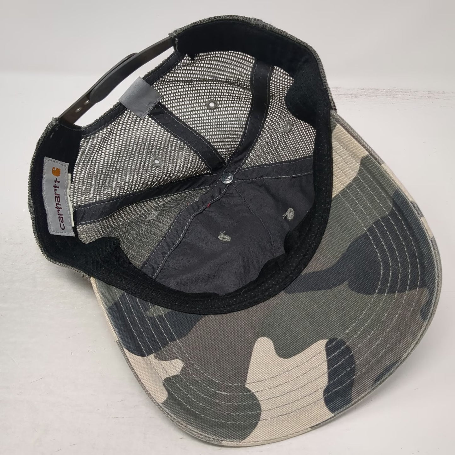 Carhartt Trucker Hat Gray Camo Mesh Back Snapback One Size Embroidered Logo