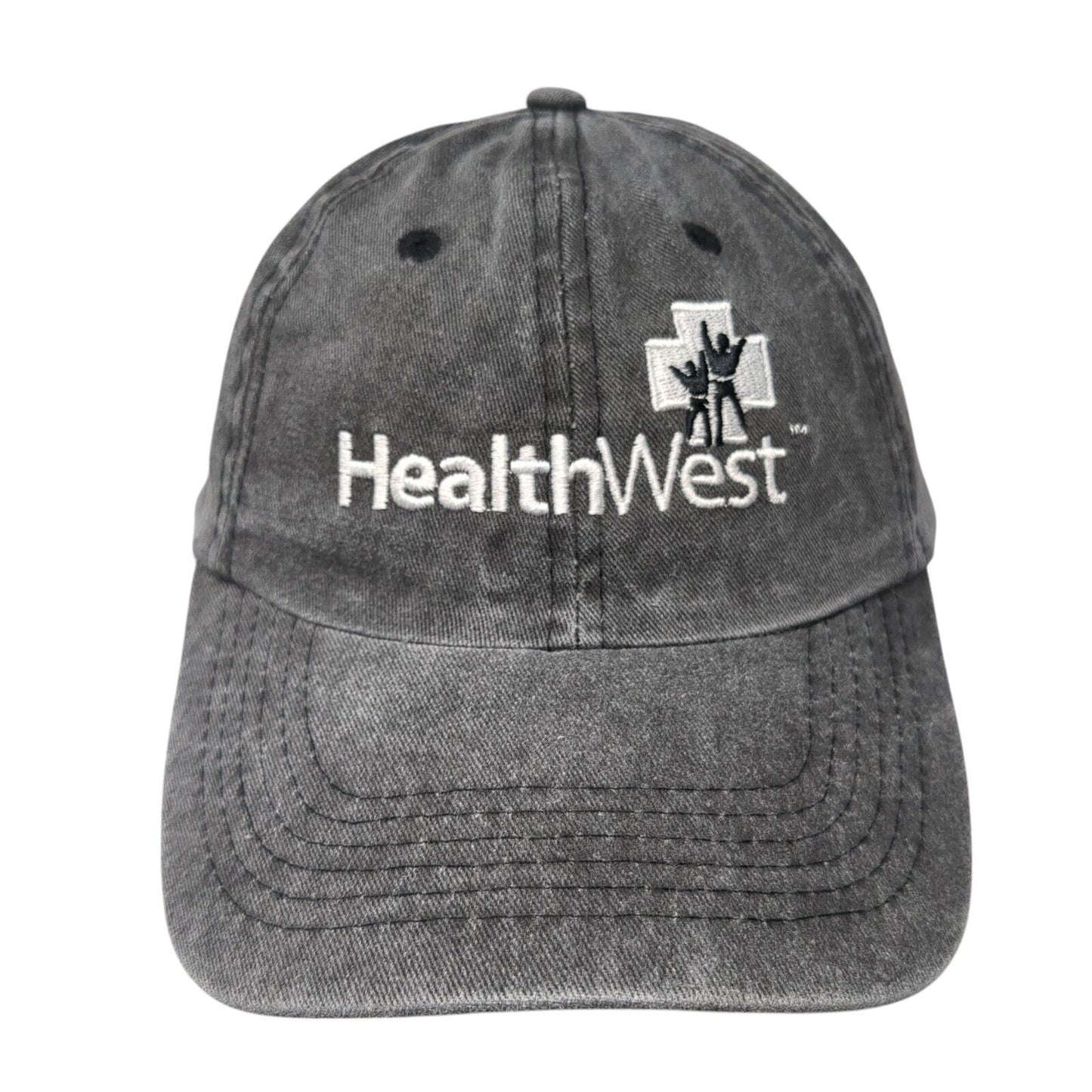 HealthWest Strapback Hat Gray One Size Embroidered Solid Vent Holes