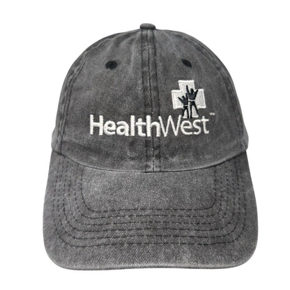 HealthWest Strapback Hat Gray One Size Embroidered Solid Vent Holes