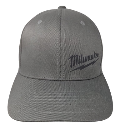 Flexfit Men's Fitted Hat Gray Size S/M Graphic Milwaukee Tools Logo