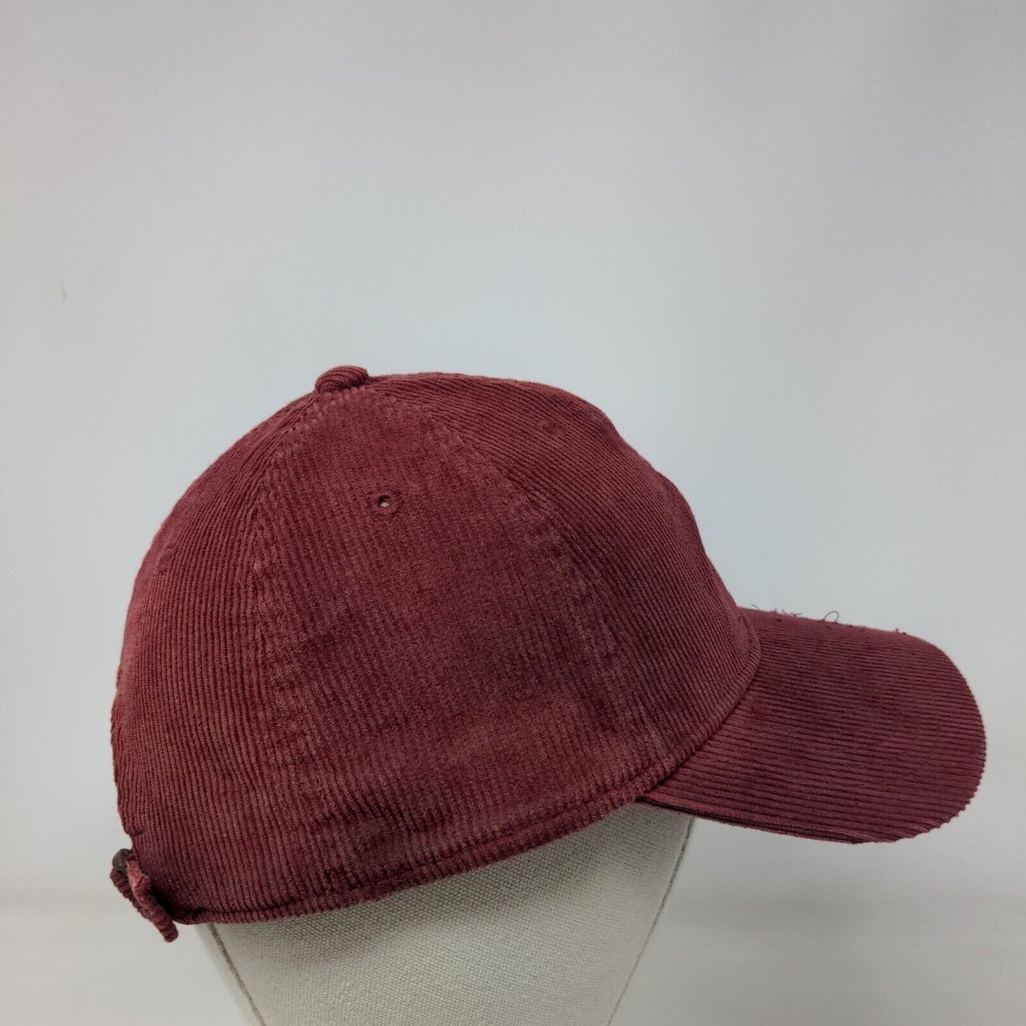 Unbranded Slideback Hat Red OSFM Adjustable Vented Holes Corduroy Blank