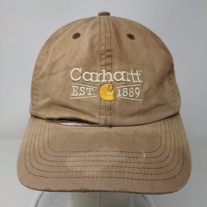 Carhartt Est. 1889 Strapback Hat Tan One Size Embroidered 6 Panel