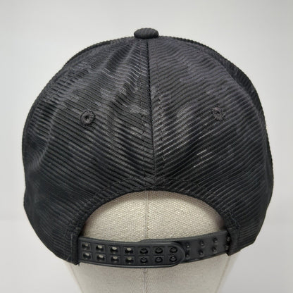 Fox Snapback Hat Black One Size Adjustable Embroidered 6 Panel Polyester