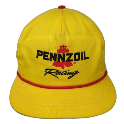 Cali Fame Pennzoil Racing 5 Panel Yellow Hat One Size Rope Brim Slideback USA