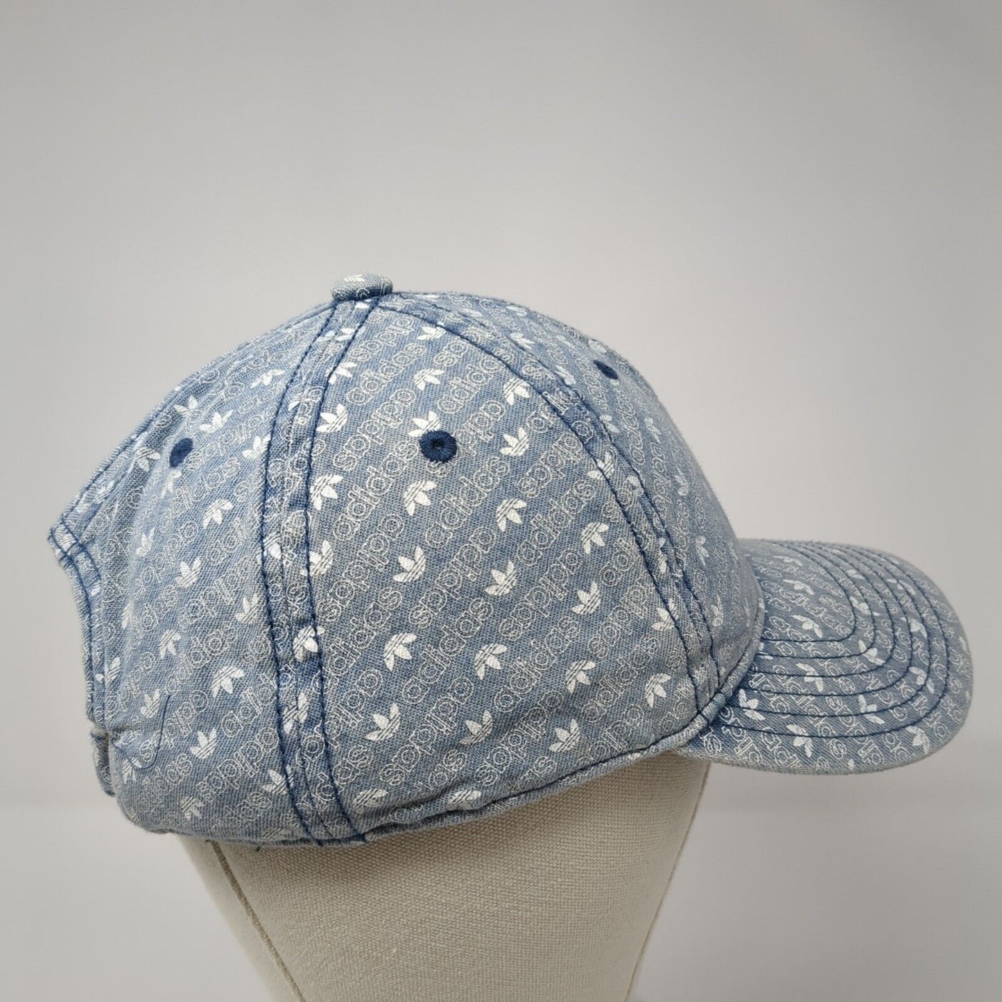 Adidas Slideback Hat Blue One Size Adjustable All Over Print 6 Panel Cotton