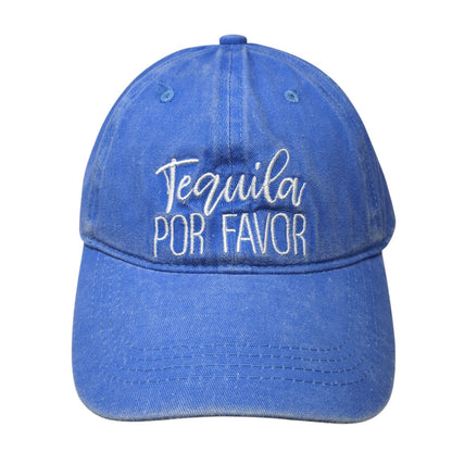 Tequila Por Favor Slideback Baseball Cap Blue One Size Adjustable Embroidered