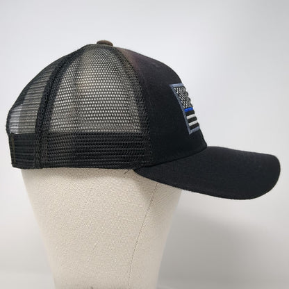Big Bear Trucker Hat Black One Size Thin Blue Line Flag Patch Mesh Snapback