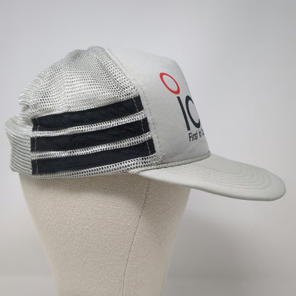 ICOM Trucker Hat Gray One Size Snapback Mesh 5 Panel Rope Brim Side Stripes