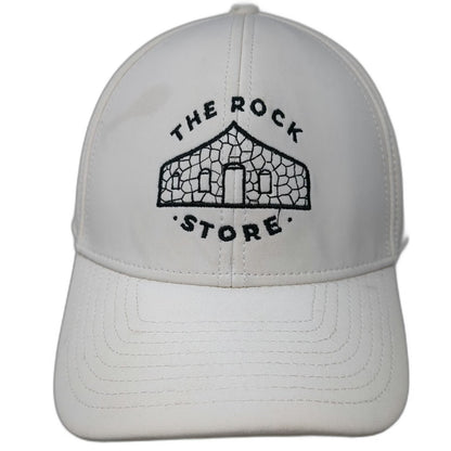 The Rock Store White Trucker Hat One Size Perforated Performance Snapback Hat